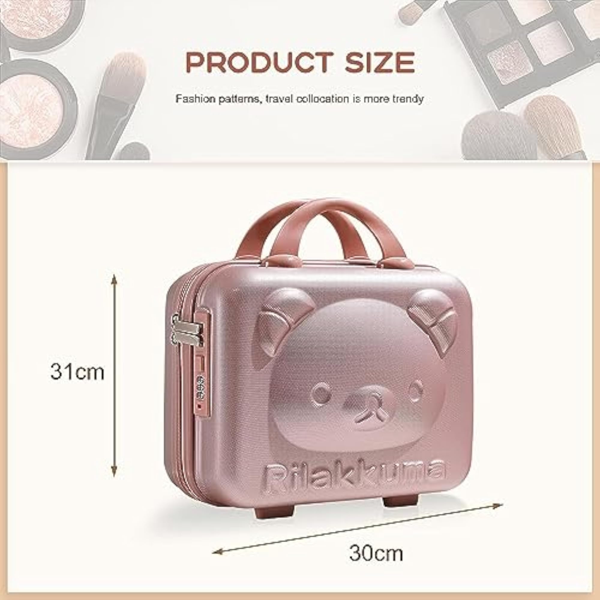 Small Hard Shell Cosmetic Case, Cute Bear Design